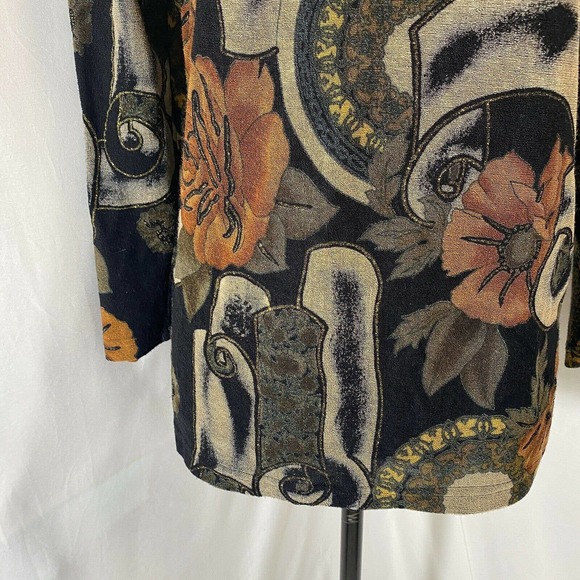 Fashque Woman's Scooped Neck Long Sleeve Floral Patterned Blouse Sz M - Picture 6 of 6